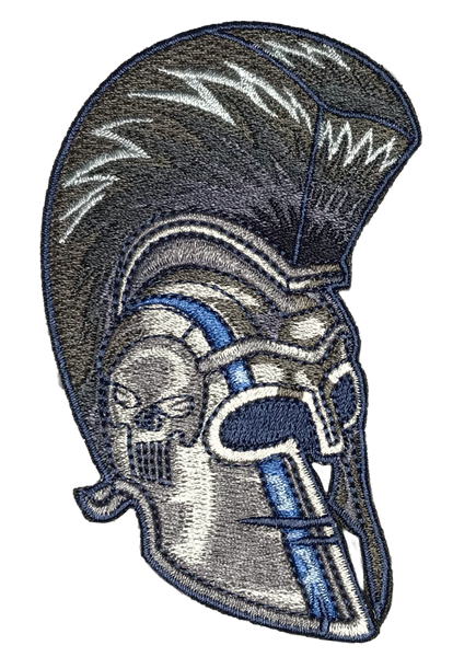 "Thin Blue Line Spartan Helmet" Embroidered Morale Patch